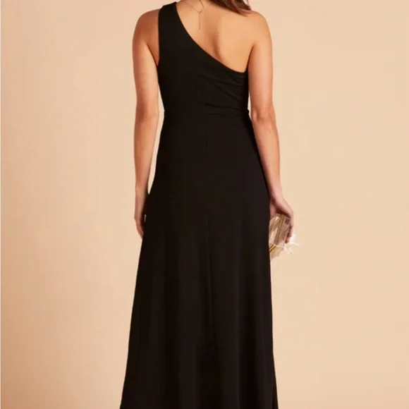 Birdy Grey Black One Shoulder Asymmetrical Slit Gown - Picture 4 of 9